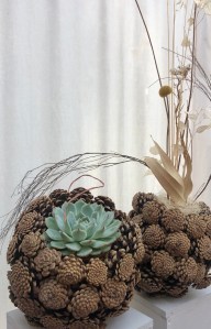 Zapfenobjekte zum Bepflanzen und Stecken.