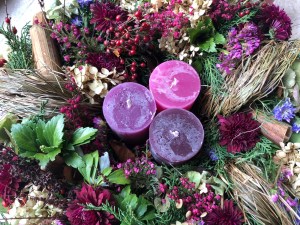 Herbstkranz mit Kerzen